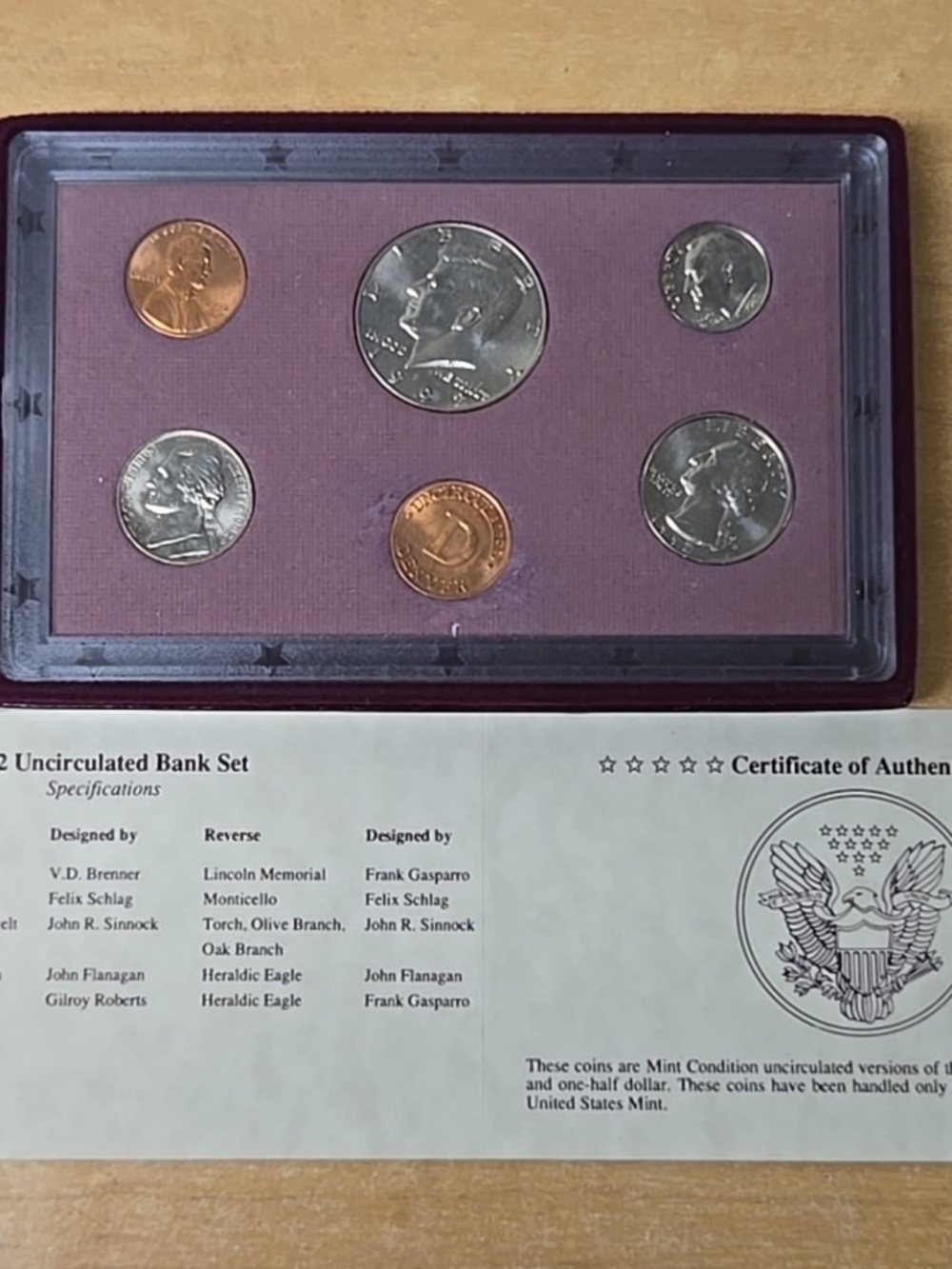 1992 D DENVER US MINT UNCIRCULATED BANK SET ORIGINAL BOX 5 COINS COA RARE